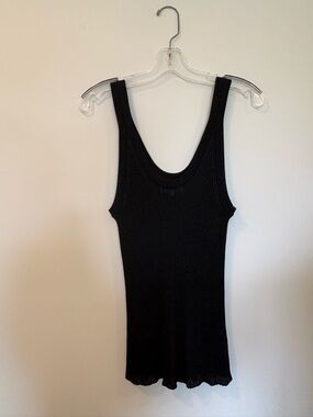 Part Two Black Ribbed Knit Tank – Size XL